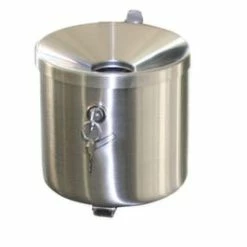 Null Edelstahl-Wandascher, HxØ 145x150mm, Edelstahl, Korpus Mit Klarlackbeschichtung