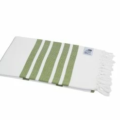 Null Hamamtuch, Pestemal Fisch Weiß/olivgrün Ca. 100x175 Cm