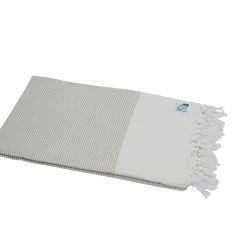 Null Hamamtuch Pestemal Telli Hellbraun Ca. 100x175 Cm • Streifenmuster