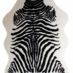 Null Kunstfell Teppich- Zebra Schwarz Weiß In 3 Größen, Tier Fell, Tiermuster In Weiß Schwarz