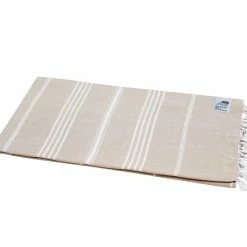 Null Hamamtuch Sultan Hellbraun Mit Weißen Streifen Ca. 100x180 Cm