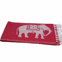 Null Hamamtuch Pestemal Rot Weiß | Mit Großen Elefanten Ca. 95x175 Cm
