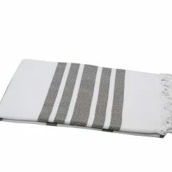 Null Hamamtuch, Pestemal Fisch Weiß / Cappuccino Ca. 95x210 Cm