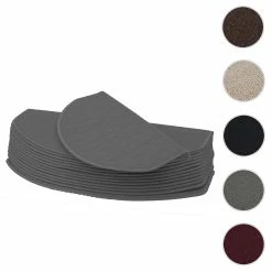 Null 15er-Set Stufenmatte HWC-G49, Treppenteppich Treppenschutz Treppenmattenset, 65x25cm ~ Halbrund, Grau -MATRATZEN e617d68e d64f 4223 94e4 09641a35acfd