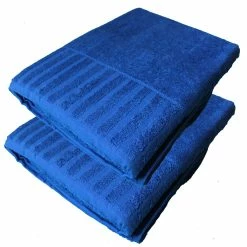 Null 2er Pg. Langes Saunatuch, 80 X 200 Cm, Blau, 100% Baumwolle, Frottier Strandtuch, Strandlaken, Uni Einfarbig